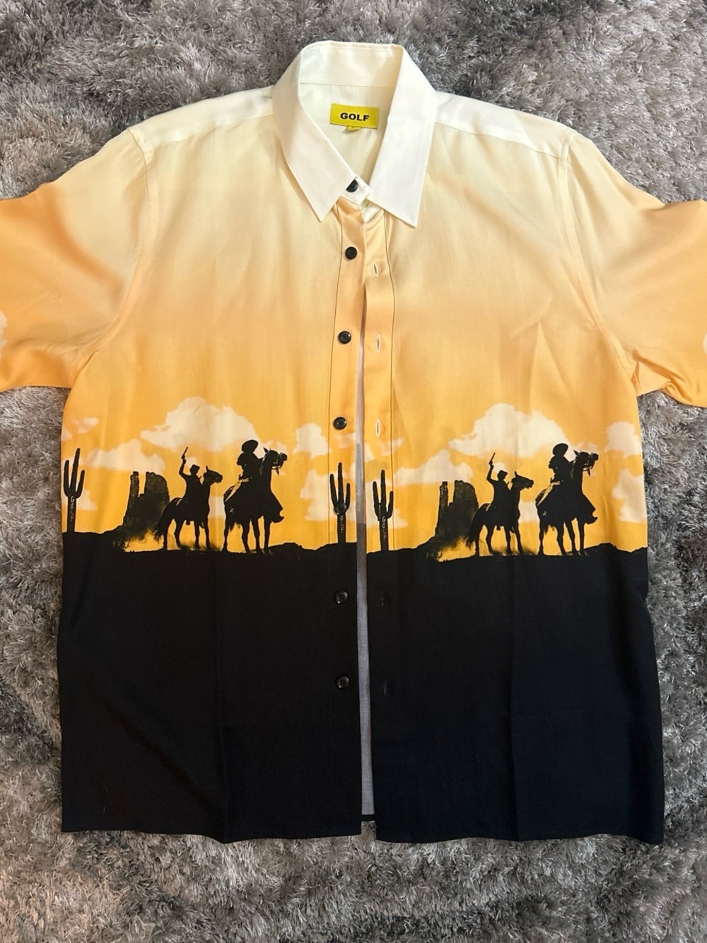 Golf Wang Yellow Black Western Cowboy Sunset Button-Down Shirt
